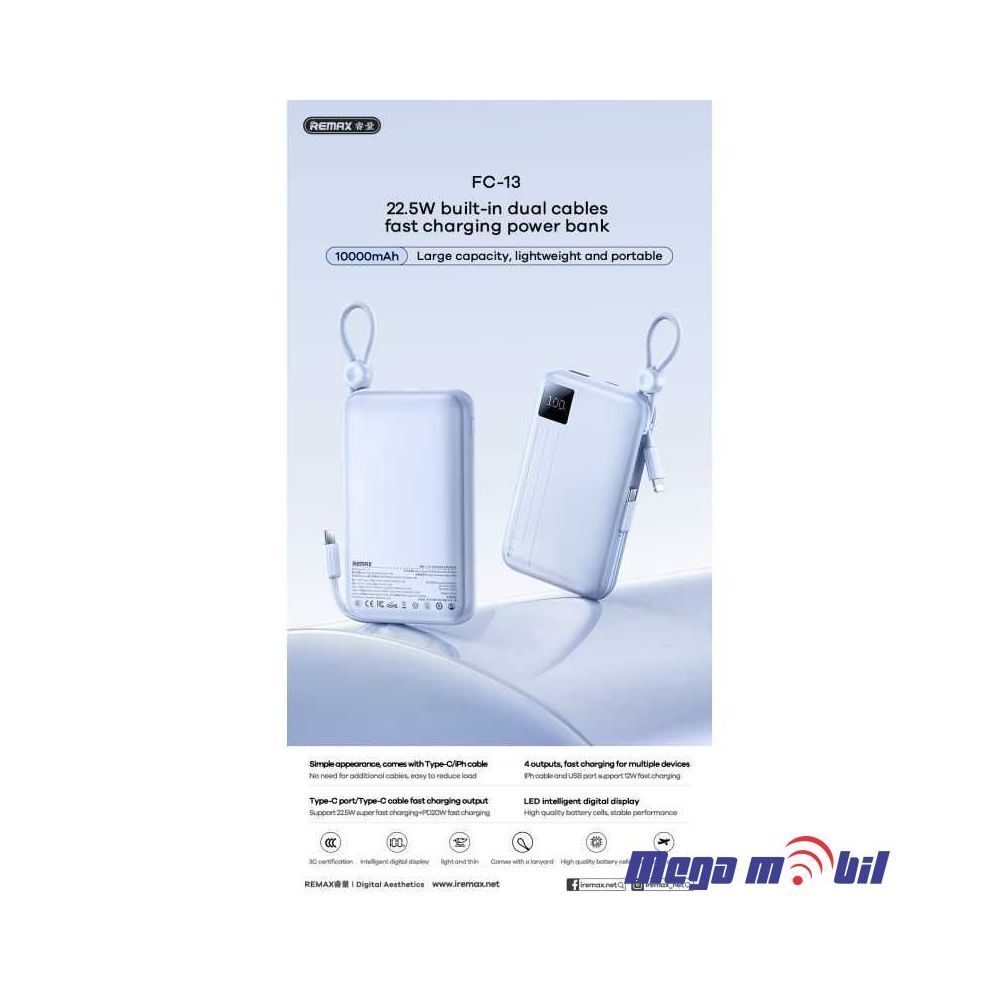 Baterija eksterna 10000mAh REMAX FC-13 FAST 22.5W black